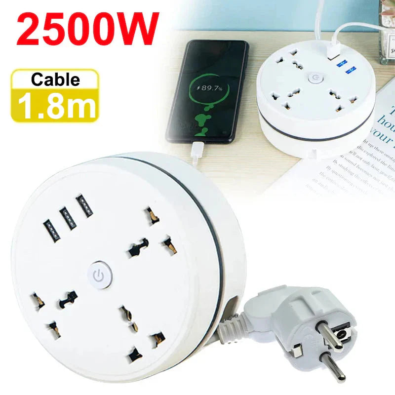 EU Plug AC Outlet Smart Home Power Strip โ Multipurpose Electrical Extension Cord with USB Ports & Fast Charging